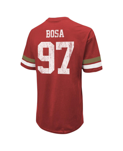 Majestic Men's  Threads Nick Bosa Scarlet Distressed San Francisco 49ers Name And Number Oversize Fit In Scarlet