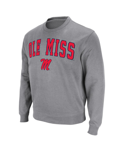 Shop Colosseum Men's  Heather Gray Ole Miss Rebels Arch & Logo Pullover Sweatshirt