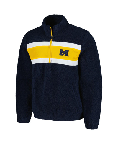 Shop G-iii Sports By Carl Banks Men's  Navy Michigan Wolverines Pinch Runner Half-zip Top