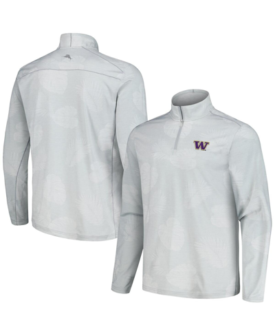 Shop Tommy Bahama Men's  Gray Washington Huskies Delray Frond Islandzone Half-zip Jacket