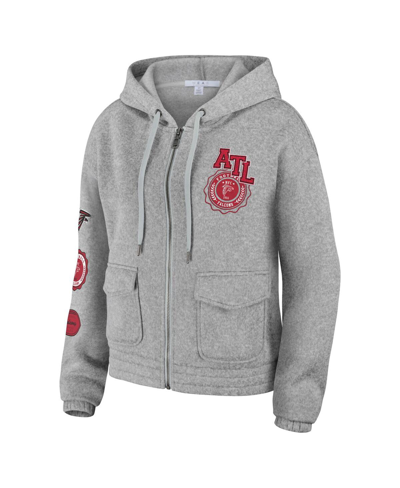 Wear By Erin Andrews Women's  Heather Gray Atlanta Falcons Full-zip Hoodie In Heather Gray