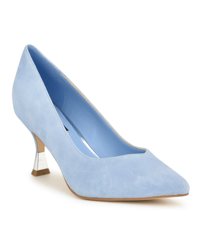 Shop Nine West Women's Ariella Pointy Toe Slip-on Dress Pumps In Blue Suede