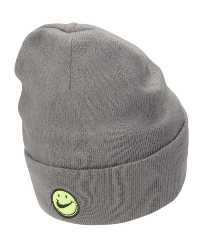 Shop Nike Youth Boys And Girls  Charcoal Reversible Smiley Tall Peak Cuffed Knit Hat