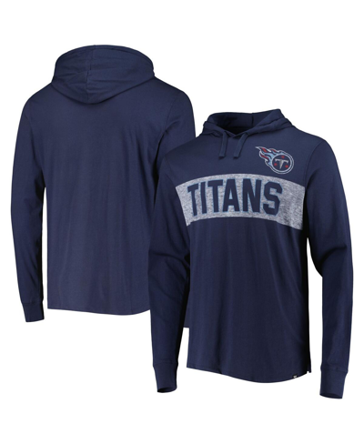 Shop 47 Brand Men's ' Navy Distressed Tennessee Titans Field Franklin Hooded Long Sleeve T-shirt
