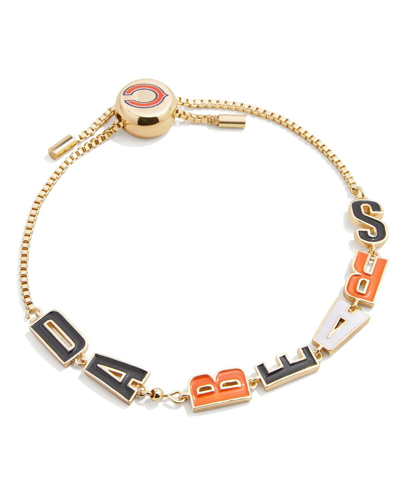 Shop Baublebar Women's  Chicago Bears Slogan Pull-tie Bracelet In Gold-tone