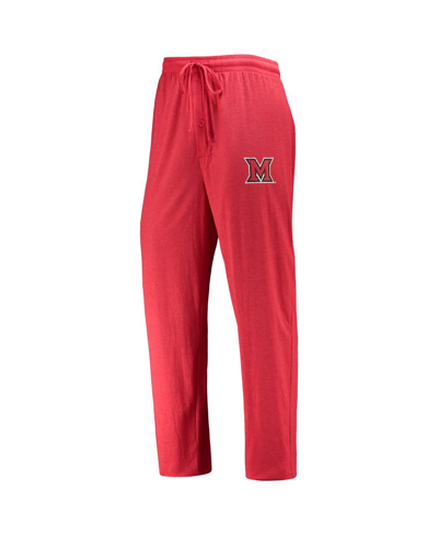 Concepts Sport Red/heathered Charcoal Miami University Redhawks Meter Long Sleeve T-shirt & Pants Sl In Red,heathered Charcoal
