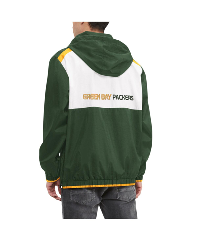 Shop Tommy Hilfiger Men's  Green, White Green Bay Packers Carter Half-zip Hooded Top In Green,white