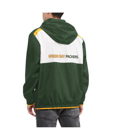 Tommy Hilfiger Men's  Green, White Green Bay Packers Carter Half-zip Hooded Top In Green,white