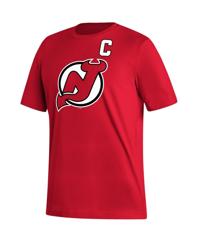 Shop Adidas Originals Men's Adidas Nico Hischier Red New Jersey Devils Fresh Name And Number T-shirt