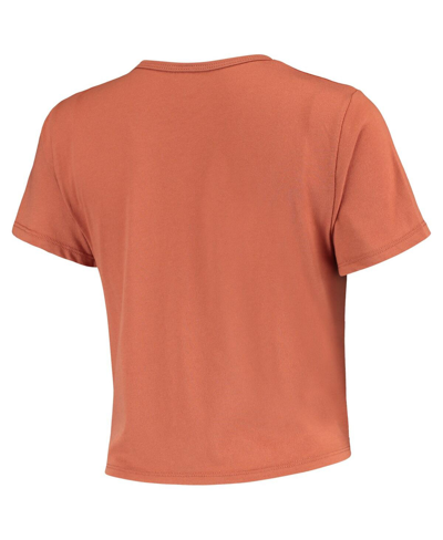 Shop Zoozatz Women's  Texas Orange Distressed Texas Longhorns Core Laurels Cropped T-shirt