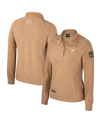 Colosseum Women's  Tan Texas Longhorns Oht Military-inspired Appreciation Sand Tatum Quarter-snap Rag In Tan