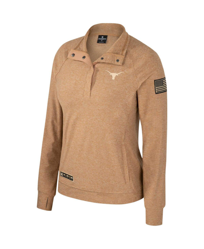 Colosseum Women's  Tan Texas Longhorns Oht Military-inspired Appreciation Sand Tatum Quarter-snap Rag In Tan