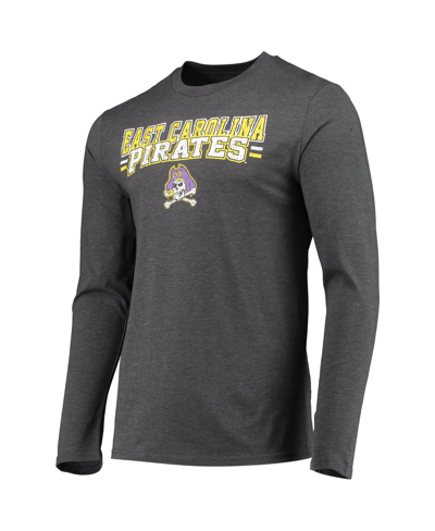 Concepts Sport Men's  Purple, Heathered Charcoal Distressed Ecu Pirates Meter Long Sleeve T-shirt And In Purple,heathered Charcoal
