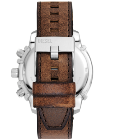 Shop Diesel Men's Griffed Chronograph Brown Leather Watch 48mm