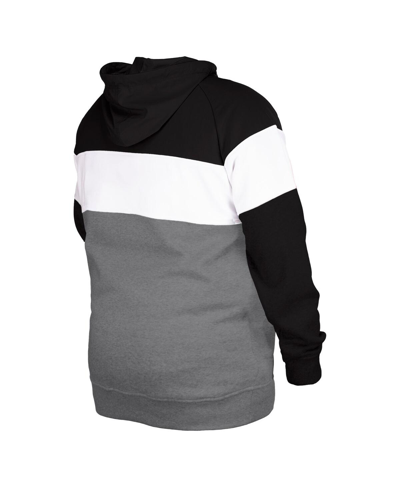 New Era Men's  Black Distressed Oakland Raiders Big And Tall Throwback Colorblock Pullover Hoodie In Black