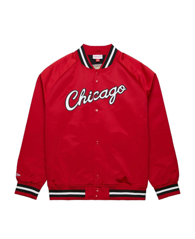 Mitchell & Ness Men's  Red Chicago Bulls Hardwood Classics Throwback Wordmark Raglan Full-snap Jacket In Red