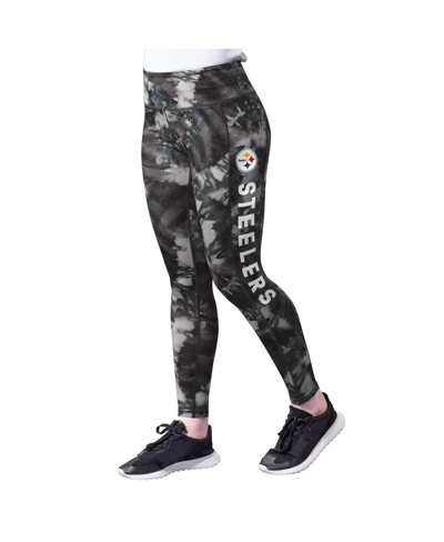 Msx By Michael Strahan Women's  Black Pittsburgh Steelers Aubrey Tie-dye Leggings In Black