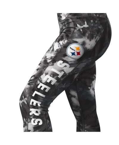 Shop Msx By Michael Strahan Women's  Black Pittsburgh Steelers Aubrey Tie-dye Leggings