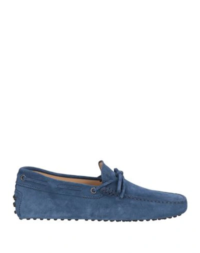 Shop Tod's Man Loafers Blue Size 9 Leather