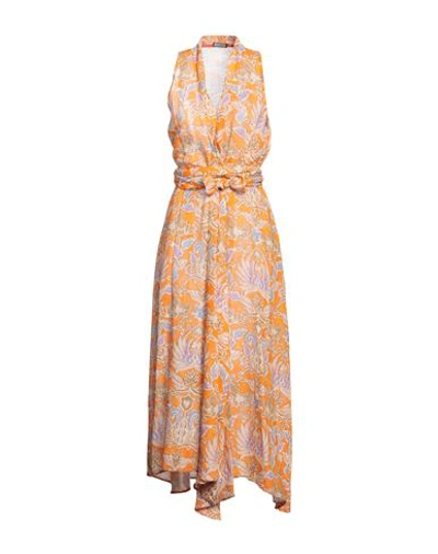 Shop Maliparmi Malìparmi Woman Maxi Dress Orange Size 4 Linen, Cotton