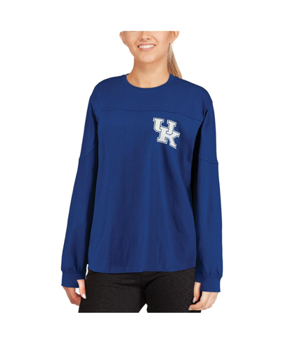 Shop Pressbox Women's  Royal Kentucky Wildcats Team Logo The Big Shirt Oversized Long Sleeve Shirt