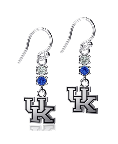 Shop Dayna Designs Women's  Kentucky Wildcats Dangle Crystal Earrings In Silver