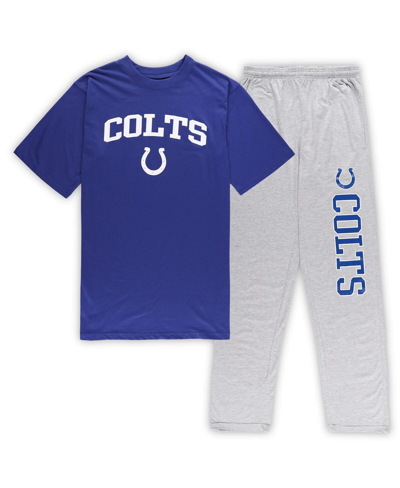Concepts Sport Men's  Royal, Heather Gray Indianapolis Colts Big And Tall T-shirt And Pants Sleep Set In Royal,heather Gray