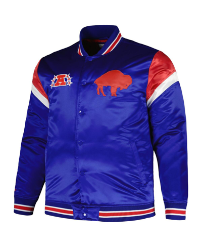 Shop Mitchell & Ness Men's  Royal Distressed Buffalo Bills Big And Tall Satin Full-snap Jacket