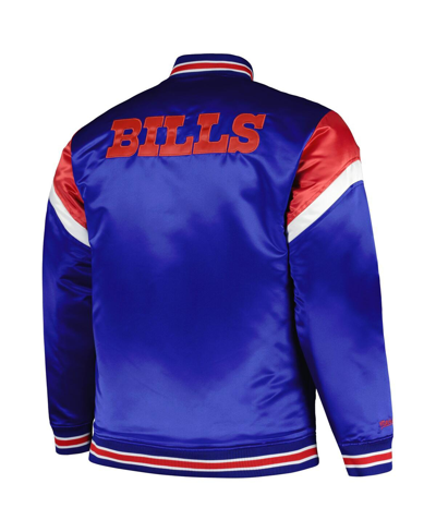 Shop Mitchell & Ness Men's  Royal Distressed Buffalo Bills Big And Tall Satin Full-snap Jacket