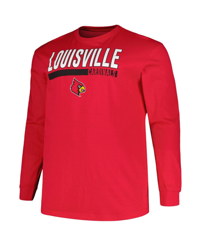 Shop Profile Men's  Red Louisville Cardinals Big And Tall Two-hit Long Sleeve T-shirt