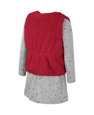 Colosseum Girls Toddler  Crimson Alabama Crimson Tide Meowing Vest And Dress Set In Crimson
