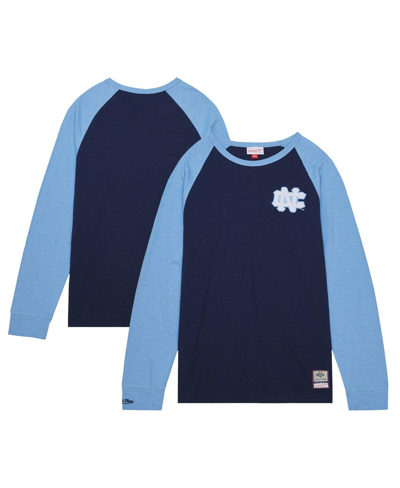 Shop Mitchell & Ness Men's  Navy North Carolina Tar Heels Legendary Slub Raglan Long Sleeve T-shirt