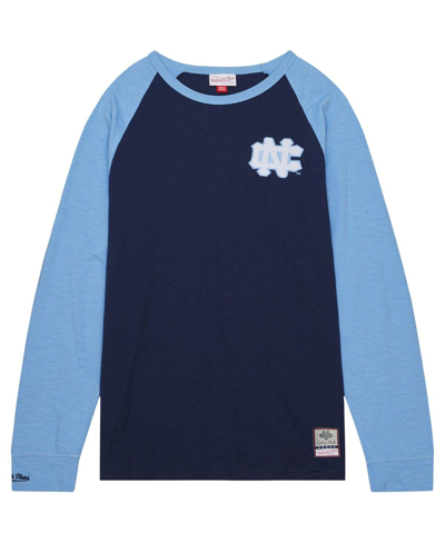 Shop Mitchell & Ness Men's  Navy North Carolina Tar Heels Legendary Slub Raglan Long Sleeve T-shirt