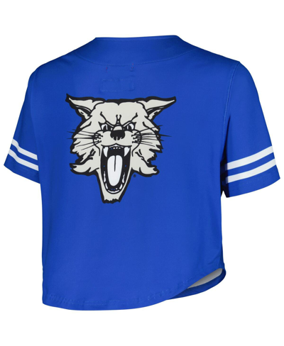 Shop Mitchell & Ness Women's  Royal Kentucky Wildcats Vault Cropped V-neck Button-up Shirt