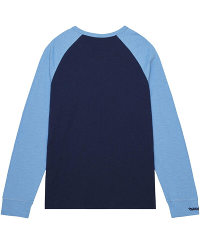 Shop Mitchell & Ness Men's  Navy North Carolina Tar Heels Legendary Slub Raglan Long Sleeve T-shirt