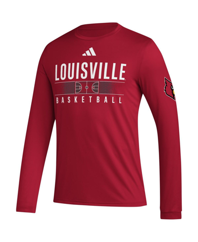Shop Adidas Originals Men's Adidas Red Louisville Cardinals Practice Basketball Pregame Aeroready Long Sleeve T-shirt