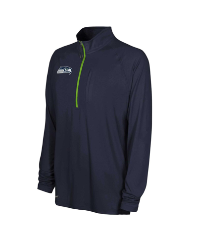 Shop Outerstuff Men's Navy Seattle Seahawks Combine Authentic Raglan Quarter-zip Top