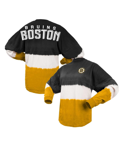 Shop Spirit Jersey Women's  Black, Gold Boston Bruins Ombre Long Sleeve T-shirt In Black,gold