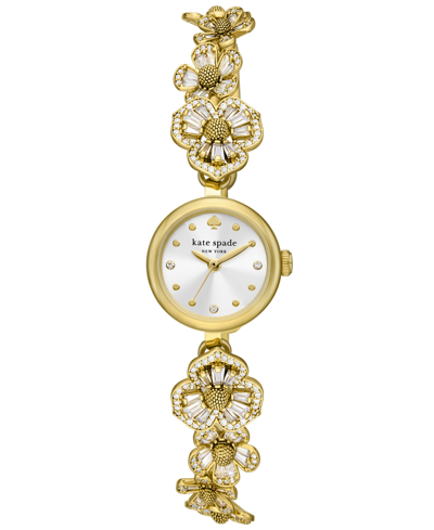 Kate Spade New York Monroe Floral Crystal Strap Watch, 24mm In Gold