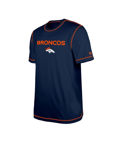 Shop New Era Men's  Navy Denver Broncos Third Down Puff Print T-shirt