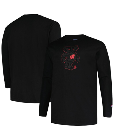 Shop Profile Men's  Black Wisconsin Badgers Big And Tall Pop Long Sleeve T-shirt