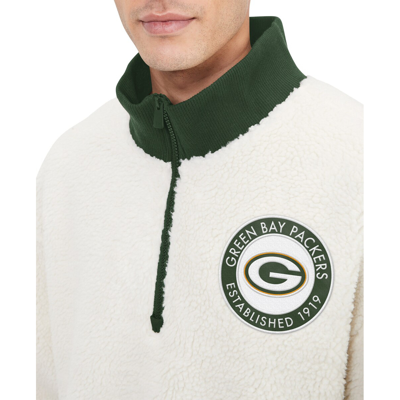 Shop Tommy Hilfiger Men's  Cream Green Bay Packers Jordan Sherpa Quarter-zip Sweatshirt In Cream,green