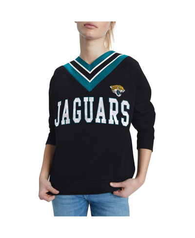 Shop Tommy Hilfiger Women's  Black Jacksonville Jaguars Heidi V-neck Pullover Sweatshirt