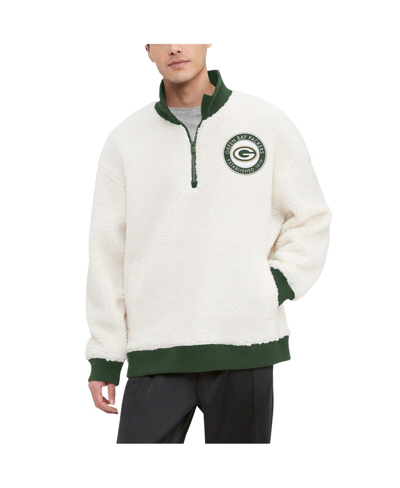 Shop Tommy Hilfiger Men's  Cream Green Bay Packers Jordan Sherpa Quarter-zip Sweatshirt In Cream,green