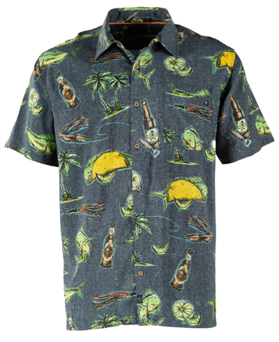 Shop Salt Life Men's Taco Night Short-sleeve Button-front Shirt In Charcoal