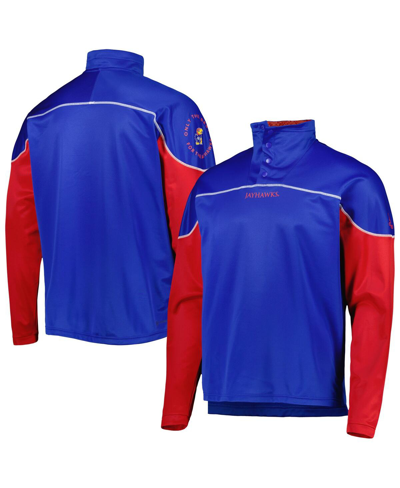 Shop Adidas Originals Men's Adidas Royal Kansas Jayhawks Aeroready Knit Quarter-snap Jacket