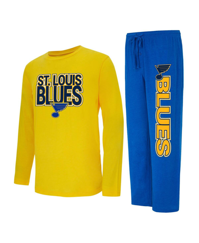 Shop Concepts Sport Men's  Blue, Gold St. Louis Blues Meter Long Sleeve T-shirt And Pants Sleep Set In Blue,gold