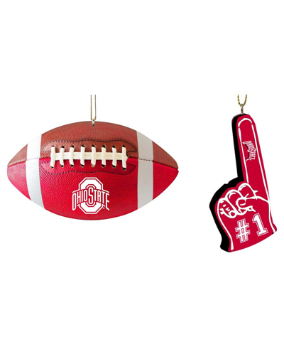 Shop Memory Company The  Ohio State Buckeyes Football And Foam Finger Ornament Two-pack In Red