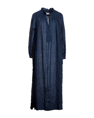 Shop Three Graces London Woman Midi Dress Navy Blue Size 4 Cotton, Elastane