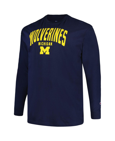 Shop Champion Men's  Navy Michigan Wolverines Big And Tall Arch Long Sleeve T-shirt